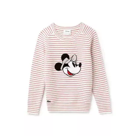 Women's Crew Neck Disney Minnie Embroidery Interlock Sweater | LACOSTE