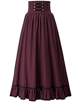 BLESSUME Gothic Skirt Lolita Steampunk High Waist Walking Skirt Brown at Amazon Women’s Clothing store