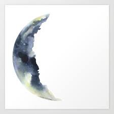 realistic watercolour realistic crescent moon drawing - Google Search