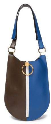 Earring Medium Zip-detailed Color-block Leather Shoulder Bag