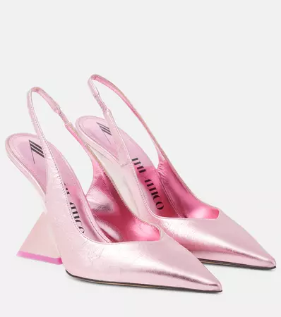 Cheope Metallic Leather Slingback Pumps in Pink - The Attico | Mytheresa