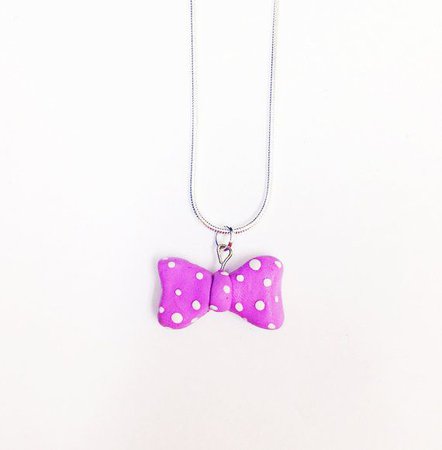 bow purple dot necklace