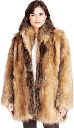 Amazon.com: Donna Salyers Fabulous Furs Shawl Collar Faux Fur Coat : Clothing, Shoes & Jewelry