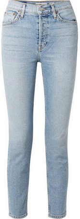Comfort Stretch Cropped High-rise Skinny Jeans - Light denim