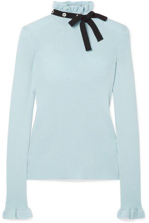 REDValentino | Grosgrain-trimmed wool sweater | NET-A-PORTER.COM