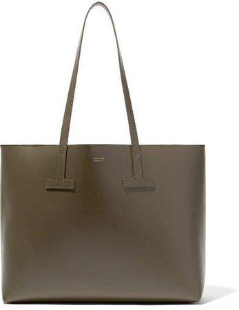 T Small Textured-leather Tote - Army green