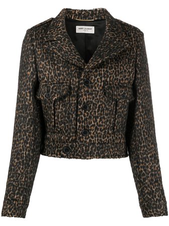 Saint Laurent Cropped Leopard Print Jacket - Farfetch