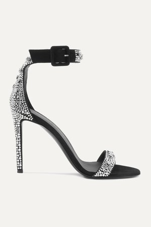 Silver Crystal-embellished suede sandals | Giuseppe Zanotti | NET-A-PORTER