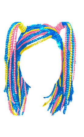 Hair Blue, yellow, and pink Box Braid Pigtails (orig. hantisedeloubli | Dei5 edit)