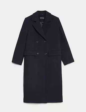 Double Breasted Longline Coat with Wool | M&S US
