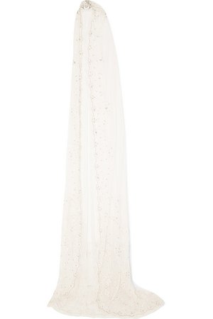 Needle & Thread | Pearl Rose embellished embroidered tulle veil | NET-A-PORTER.COM