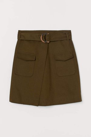 Utility Wrapover Skirt - Green