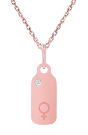 Icons - Female Diamond Dog Tag Necklace