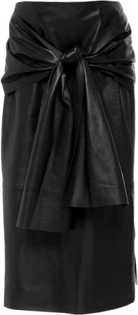 Renne Leather Knot Midi Skirt Size: 34