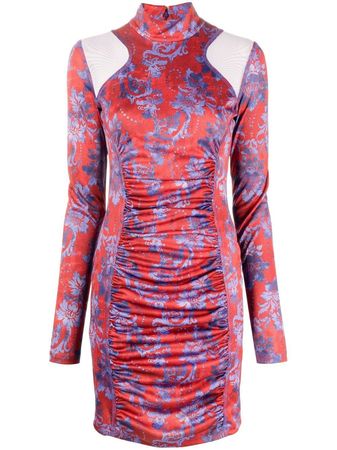 Versace Jeans Couture paisley-print Ruched Minidress - Farfetch