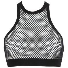 Dsquared2 Women Stretch Fishnet Crop Top ($130) ❤ liked on Polyvore featuring tops, crop tops, shirts, black, … | Fishnet crop tops, Stretchy crop tops, Fishnet top