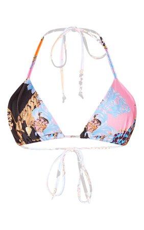 Multi Baroque Triangle Bikini Top | Swimwear | PrettyLittleThing