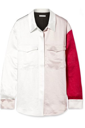 REJINA PYO | Sophie color-block washed-satin shirt | NET-A-PORTER.COM