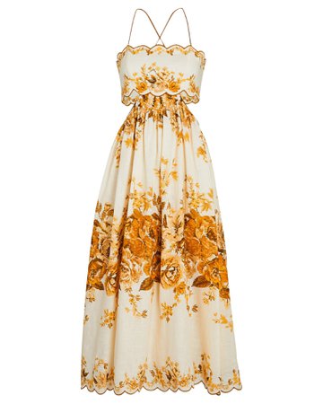 Zimmermann Aliane Halter Floral Midi Dress | INTERMIX®