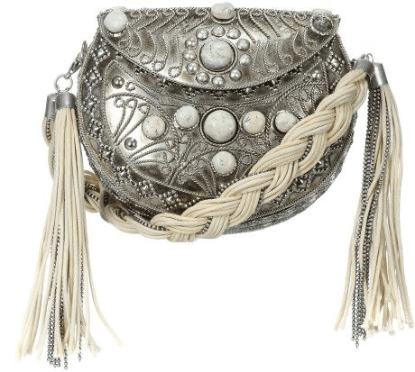 silver antique rope bag