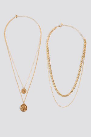 Layered Coin And Chain Necklaces Guld | na-kd.com