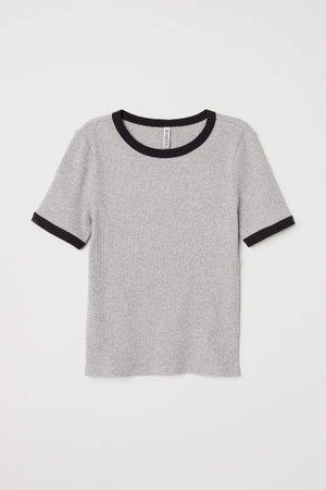Ribbed T-shirt - Gray