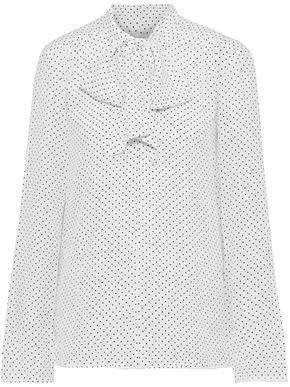 Pussy-bow Polka-dot Silk Crepe De Chine And Jersey Blouse