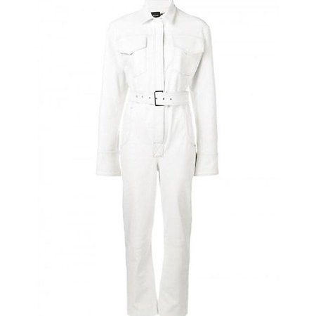 white denim jumpsuit
