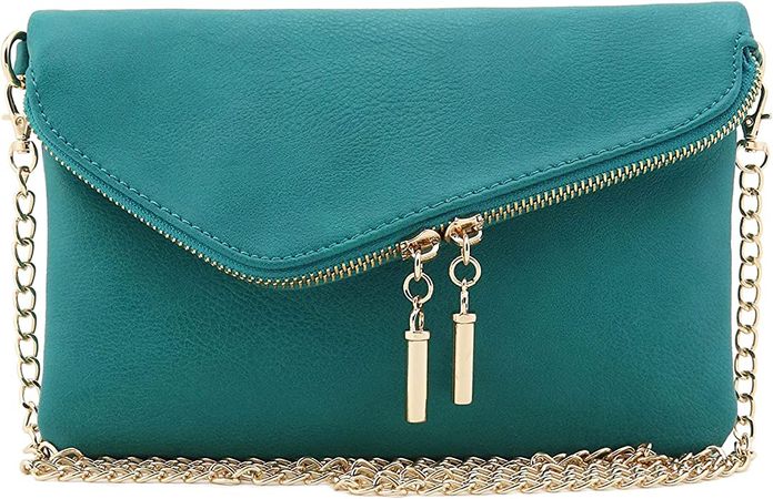 FashionPuzzle Envelope Wristlet Clutch Crossbody Bag with Chain Strap (Teal) One Size: Handbags: Amazon.com
