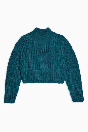 Teal Boucle Cropped Knitted Jumper With Wool | Topshop