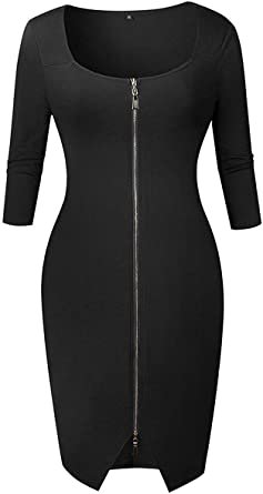 black zipper sheath dress - Google Search