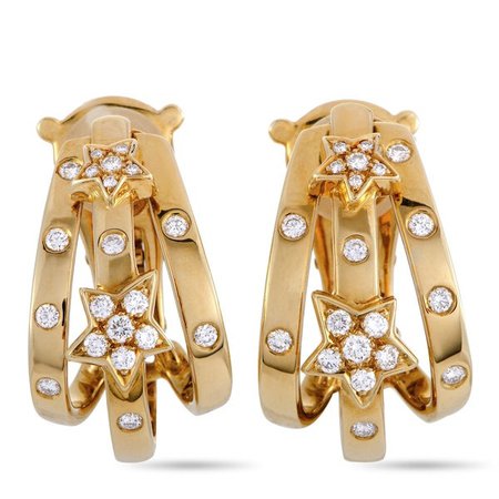 Shop Chanel Comete Yellow Gold Diamond Clip-On Earrings - On Sale - Overstock - 30948562