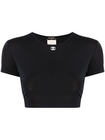 Chanel Pre-Owned 1995 Logo Cropped T-shirt - Farfetch