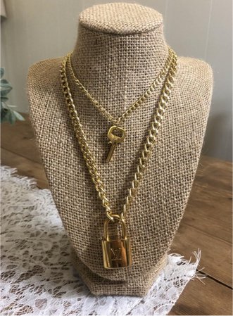 LV lock and key necklace