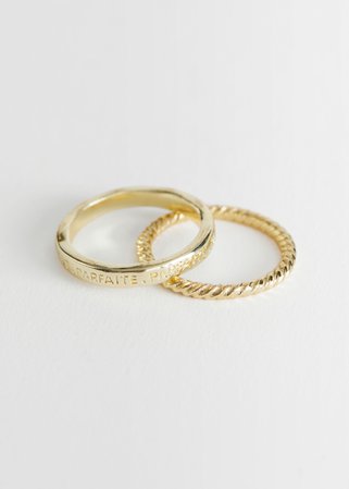 Embossed Ring Set - Gold - Rings - & Other Stories