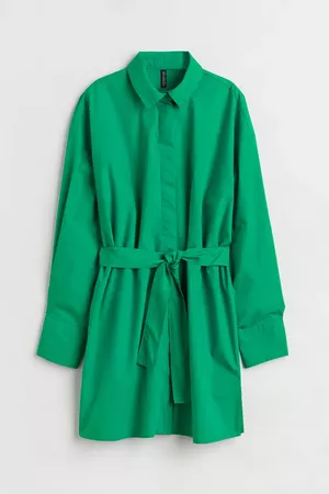 Tie-belt Shirt Dress - Green - Ladies | H&M US