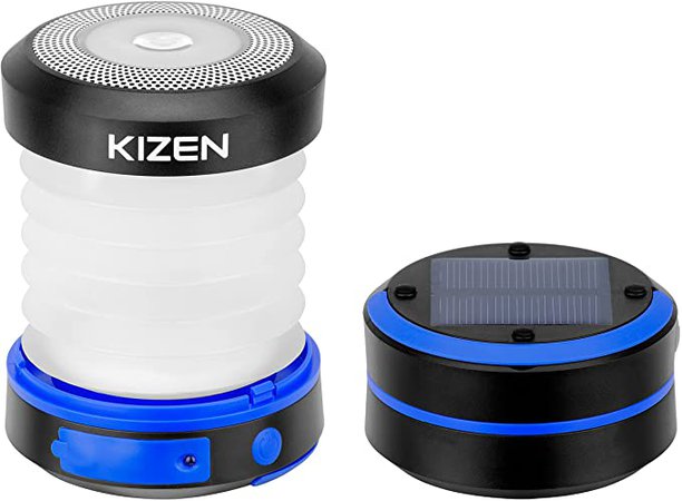 Amazon.com: KIZEN Collapsible LED Solar Lantern - Rechargeable, USB & Solar Powered Camping Lights for Hiking, Backpacking and Emergency Use - Portable Outdoor Camp Light - Yellow : Sports & Outdoors