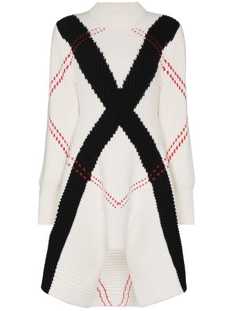 Alexander McQueen Exploded Argyle ribbed-knit Dress - Farfetch