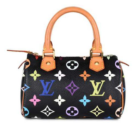 LOUIS VUITTON Black Multicolour Mini Speedy Handbag