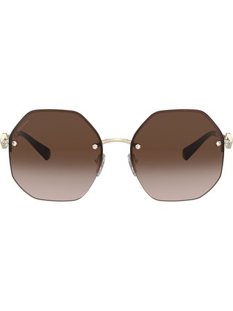 Bvlgari Geometric Sunglasses BV6122B27813 Gold | Farfetch