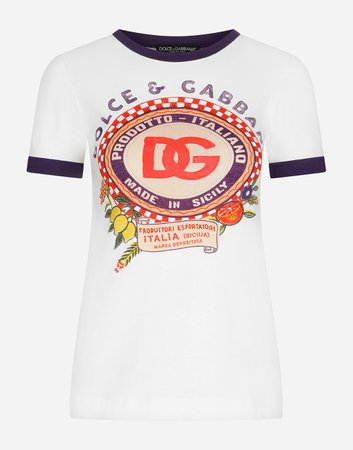 Jersey T-shirt with DG logo print in Multicolor for Women | Dolce&Gabbana®