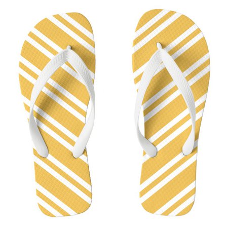 Yellow and White Stripes Flip Flops | Zazzle.com