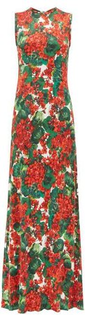 Geranium Print Jersey Maxi Dress - Womens - Red Multi