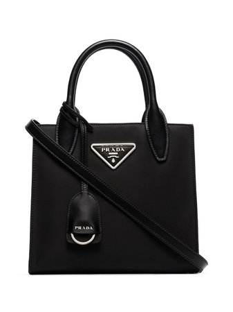 Black Prada logo-embellished mini tote bag 1BA298VOOM2DLN - Farfetch