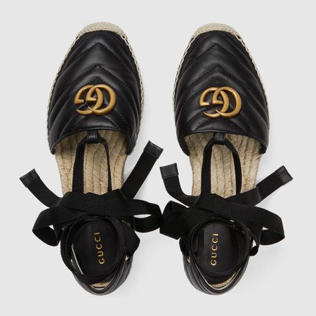 Black Women's espadrille sandal with Double G | GUCCI® UK