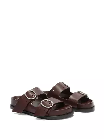 Jil Sander buckle-straps Leather Flat Sandals - Farfetch