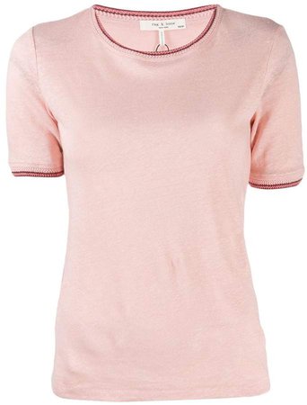 contrast embroidered trim T-shirt