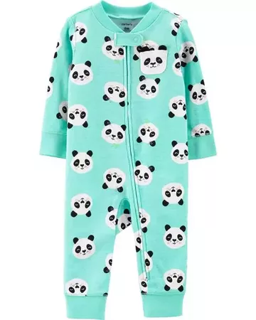 Baby Girl Panda Zip-Up Footless Sleep & Play | Carters.com