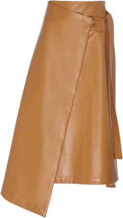 Asymmetric Wrap Faux-Leather Skirt Size: 36
