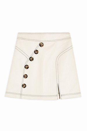 Cream Topstitch PU Mini Skirt | Topshop